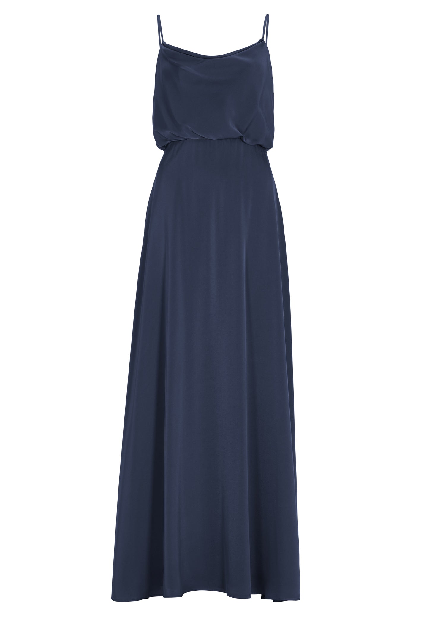 Abendkleid aus Satin mit angedeutetem Wasserfallausschnitt