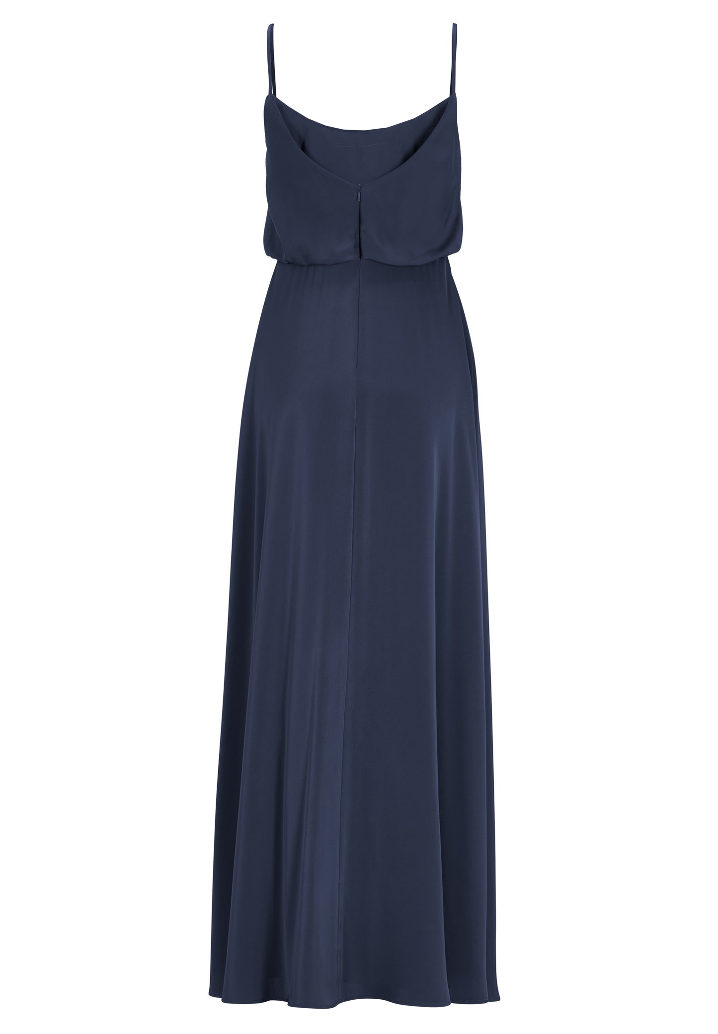 Abendkleid aus Satin mit angedeutetem Wasserfallausschnitt