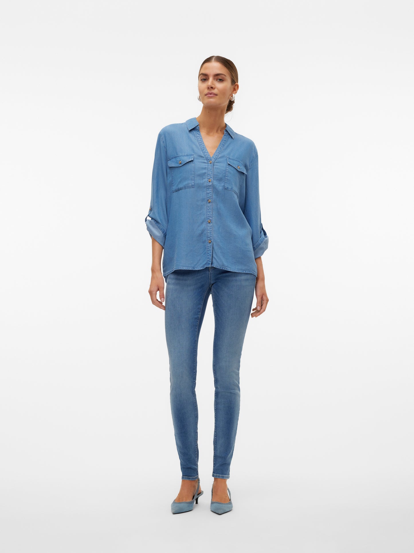 VMBREE 7/8 SLEEVE LOOSE TENCEL SHIRT GA