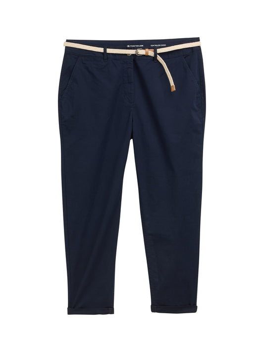 Plus Size - Slim Chino Hose mit Gürtel