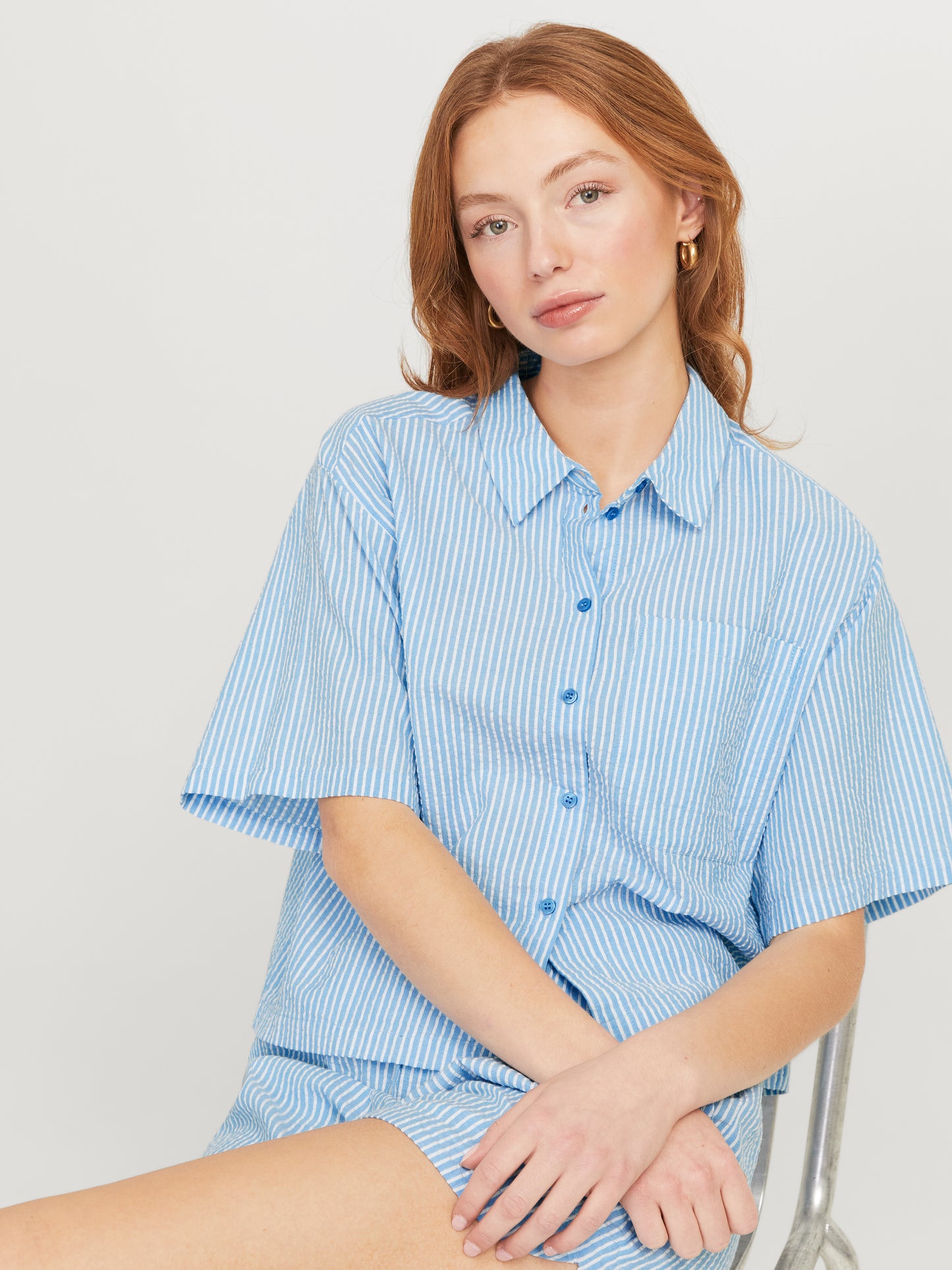JXWINDY SEERSUCKER SS SHIRT WVN SN