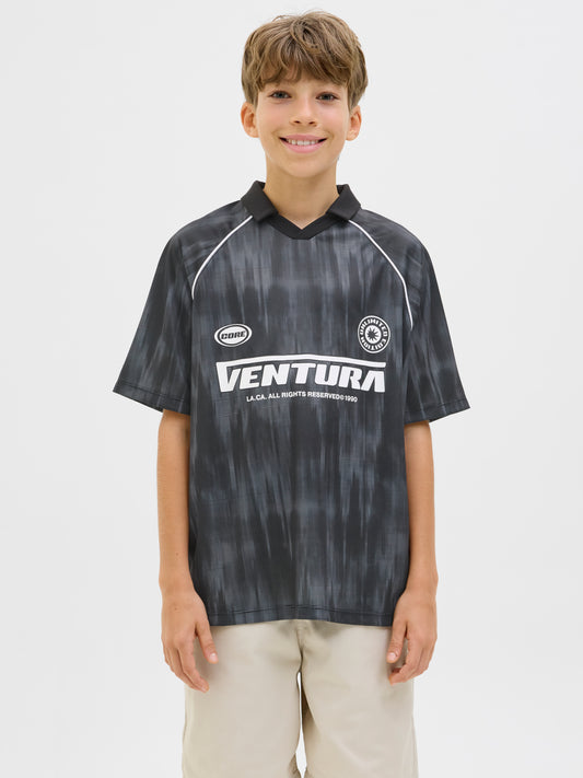 JCOLIDO AOP MESH OPEN COLLAR POLO JNR