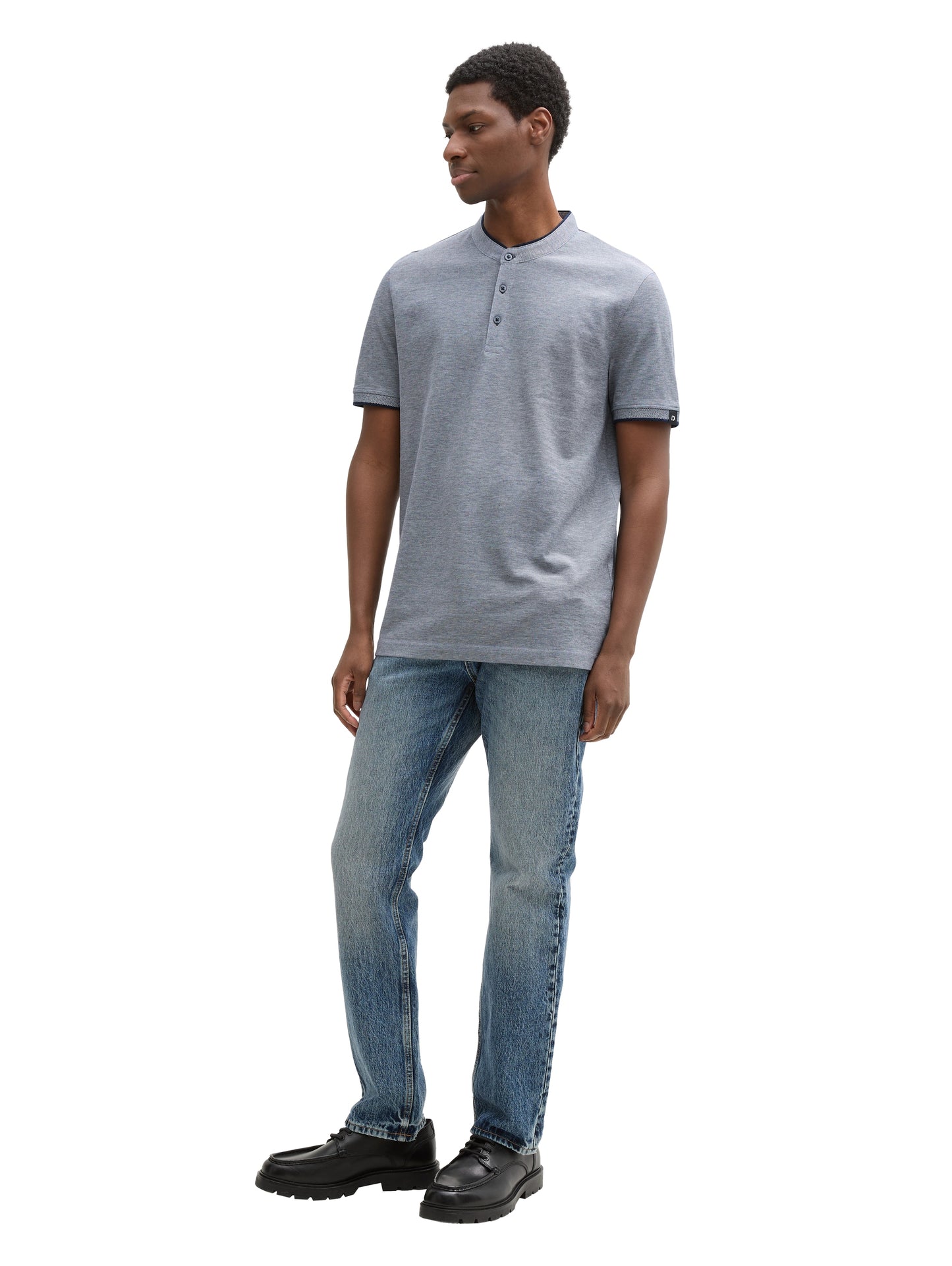 Piqué Poloshirt mit Stehkragen