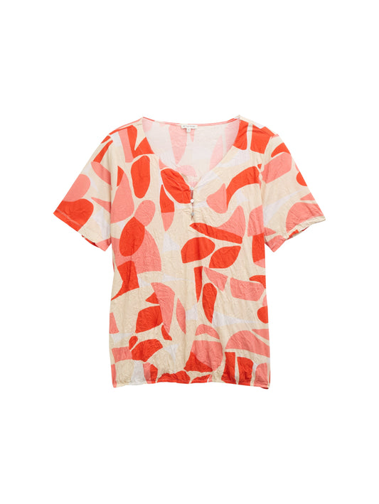 Plus Size - Crinkle T-Shirt mit Muster