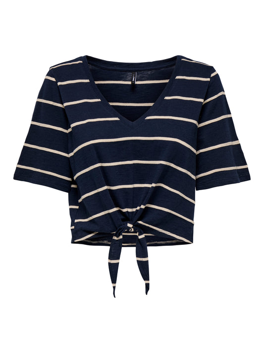 ONLSUMMER S/S V-NECK KNOT TOP JRS