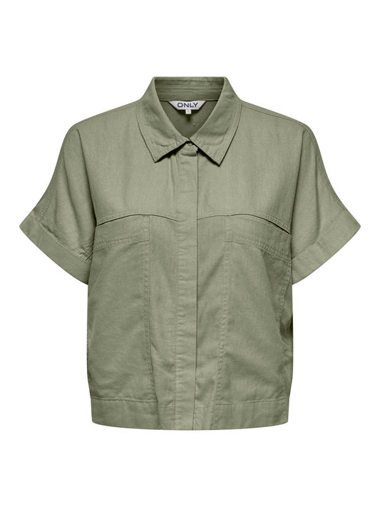 ONLCARO S/S LINEN BL BOXY SHIRT CC PNT