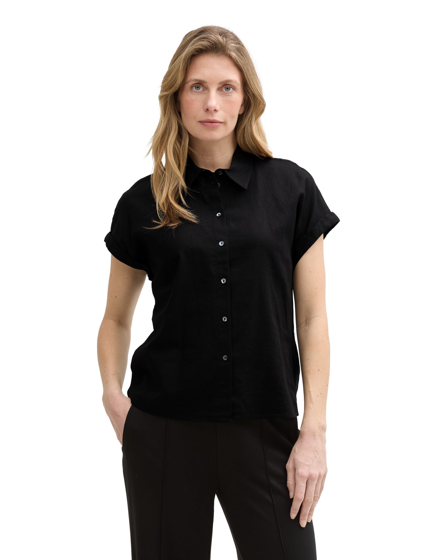 Loose Fit Bluse mit Leinenanteil