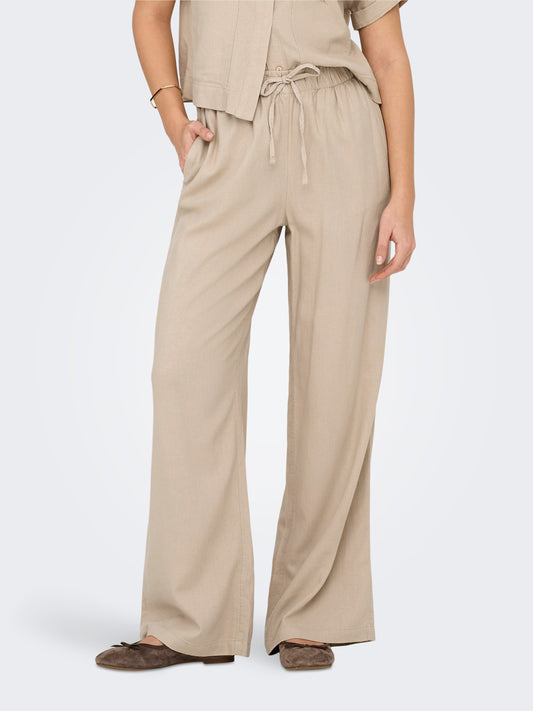 ONLCARO MW LINEN BL PULL-UP PANT CC PNT
