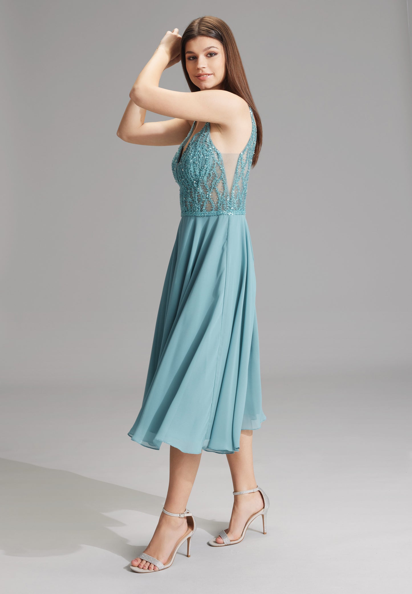 Cocktailkleid aus Materialmix