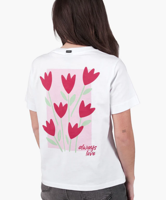 T-Shört Görls Big Tulpen, white