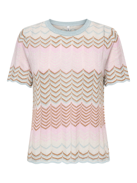 ONLALVIRA LIFE SS GLITTER O-NECK KNT