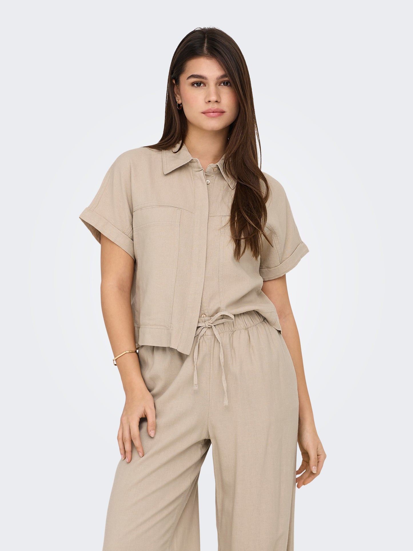 ONLCARO S/S LINEN BL BOXY SHIRT CC PNT