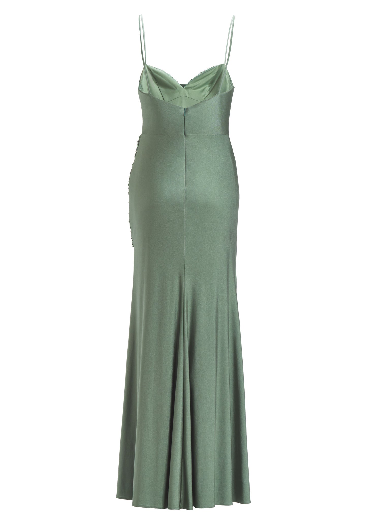 Bodycon-Kleid mit seitlichem Beinschlitz und Ziersteinapplikation