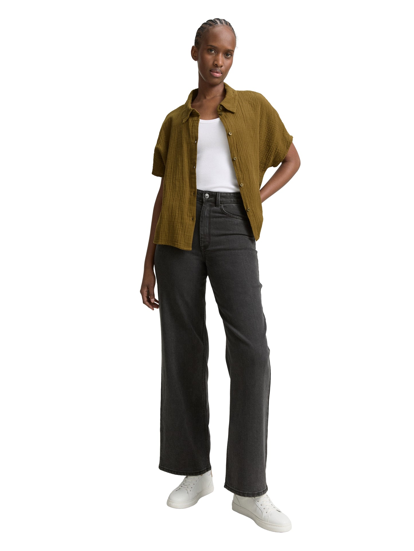 Boxy Fit Musselin Bluse