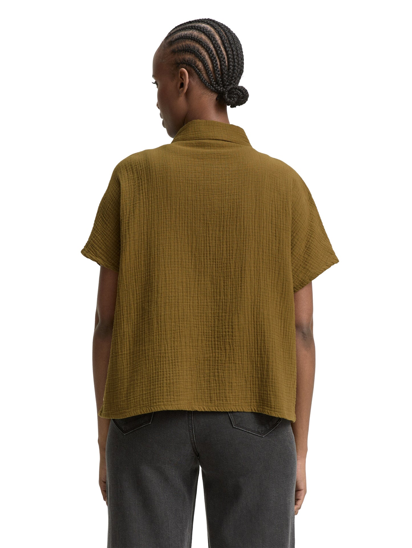 Boxy Fit Musselin Bluse