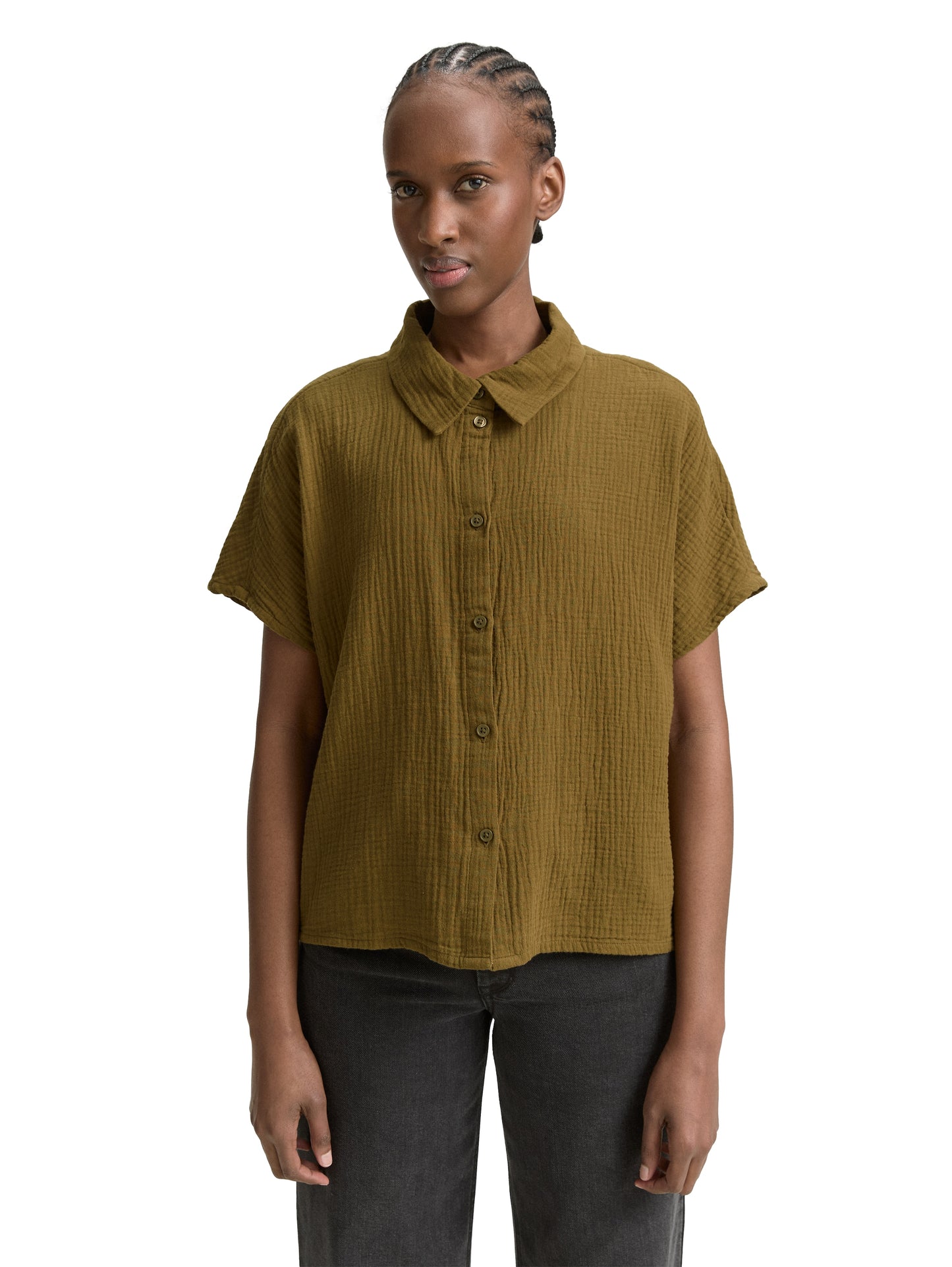 Boxy Fit Musselin Bluse