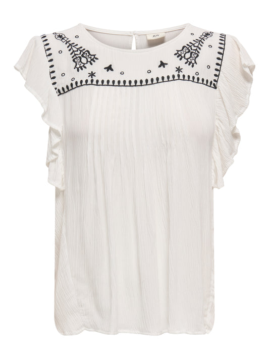 JDYHARPER S/L FRILL EMBROIDERY TOP WVN
