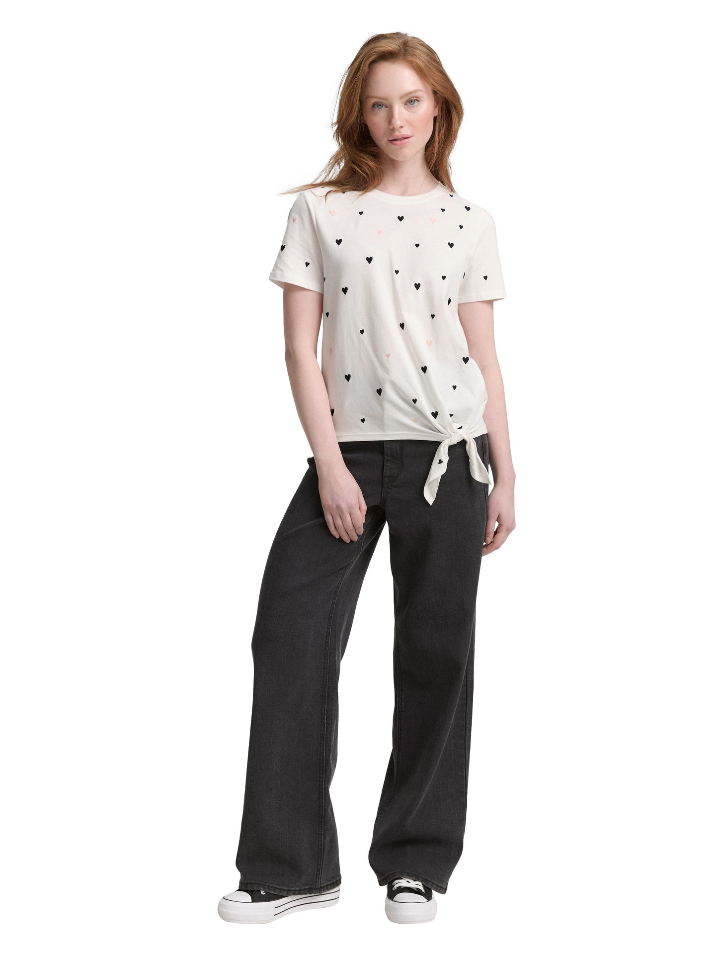 T-Shirt mit Herz-Stickerei