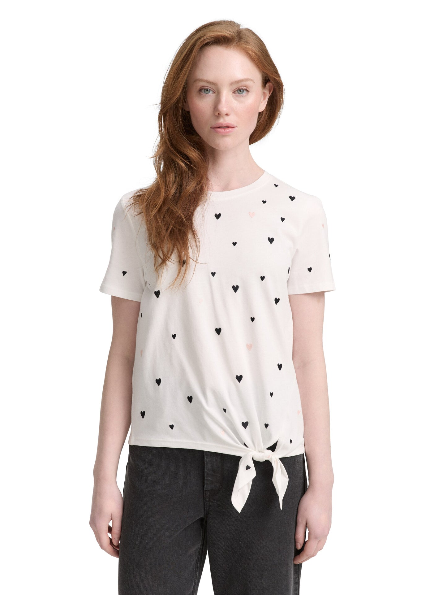 T-Shirt mit Herz-Stickerei