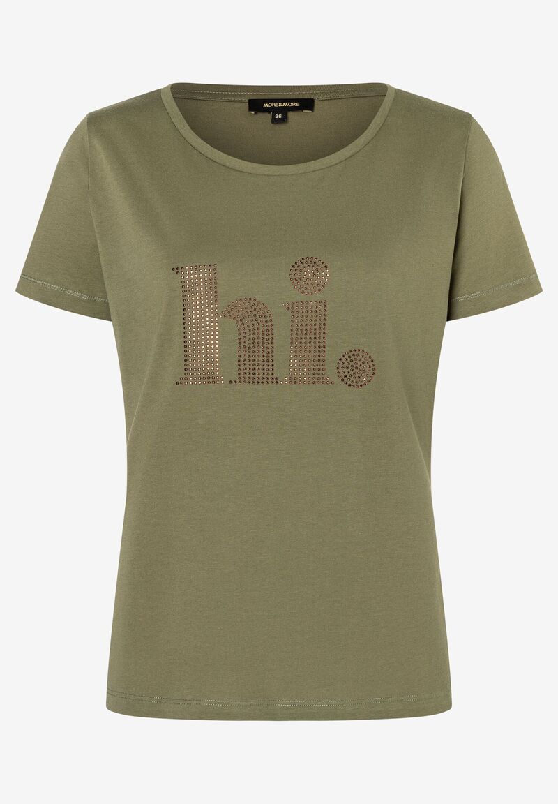 T-Shirt mit Steinchen-Schrift  tundra olive  Sommer-Kollektion