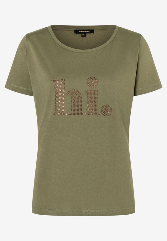T-Shirt mit Steinchen-Schrift  tundra olive  Sommer-Kollektion