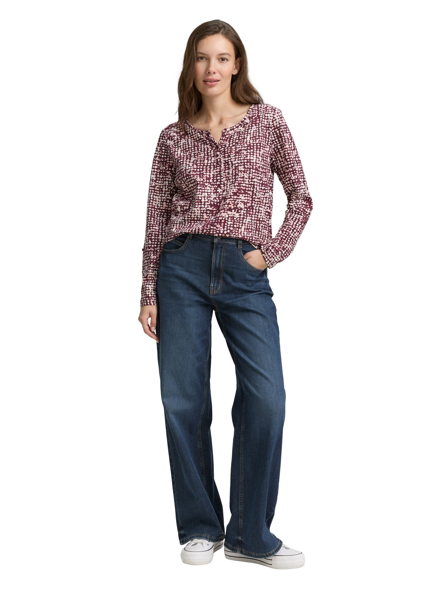 Henley Blusenshirt mit Muster