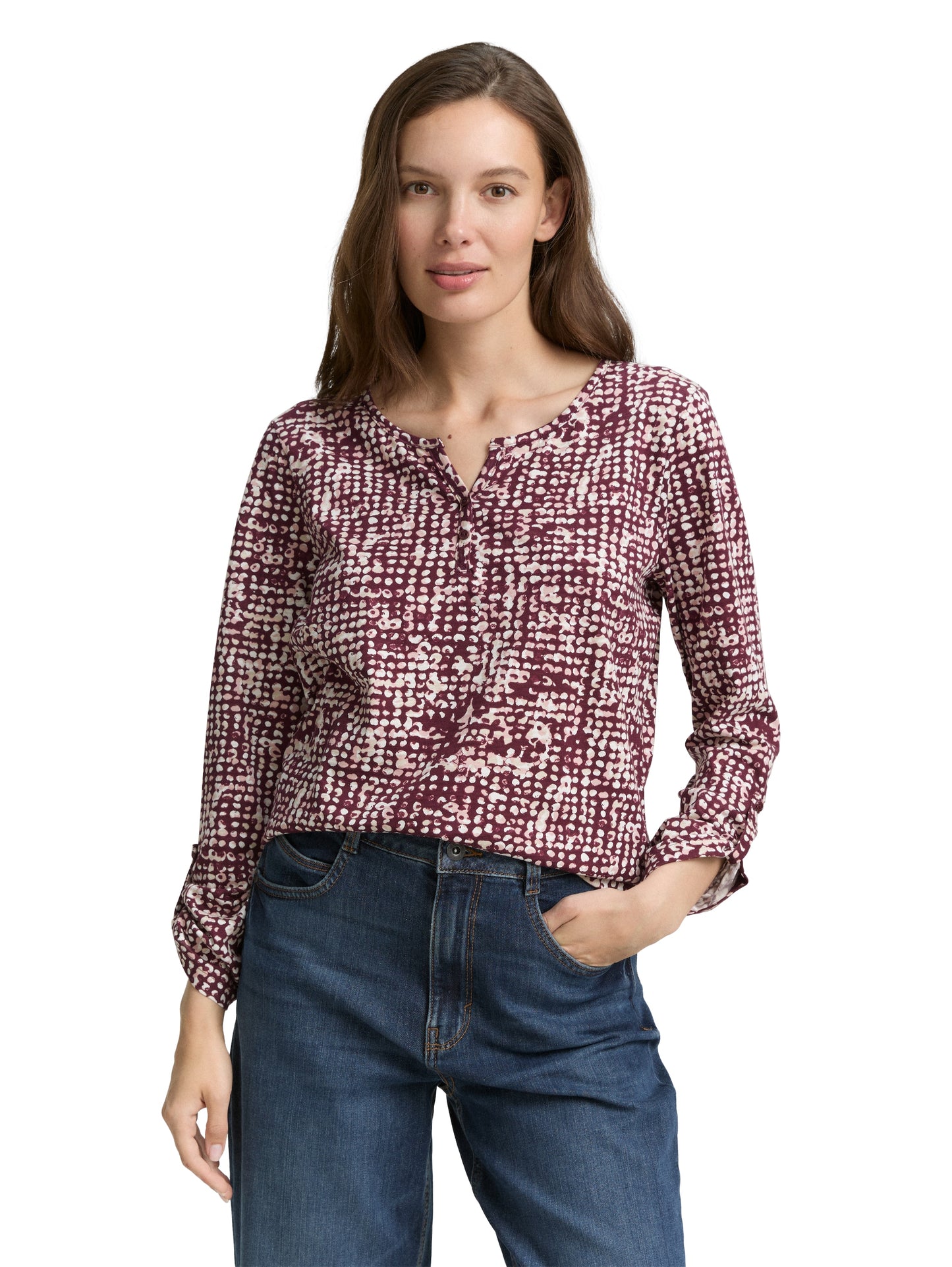 Henley Blusenshirt mit Muster
