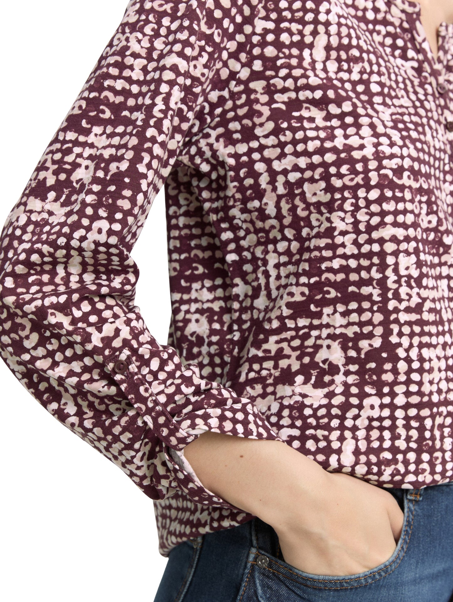 Henley Blusenshirt mit Muster