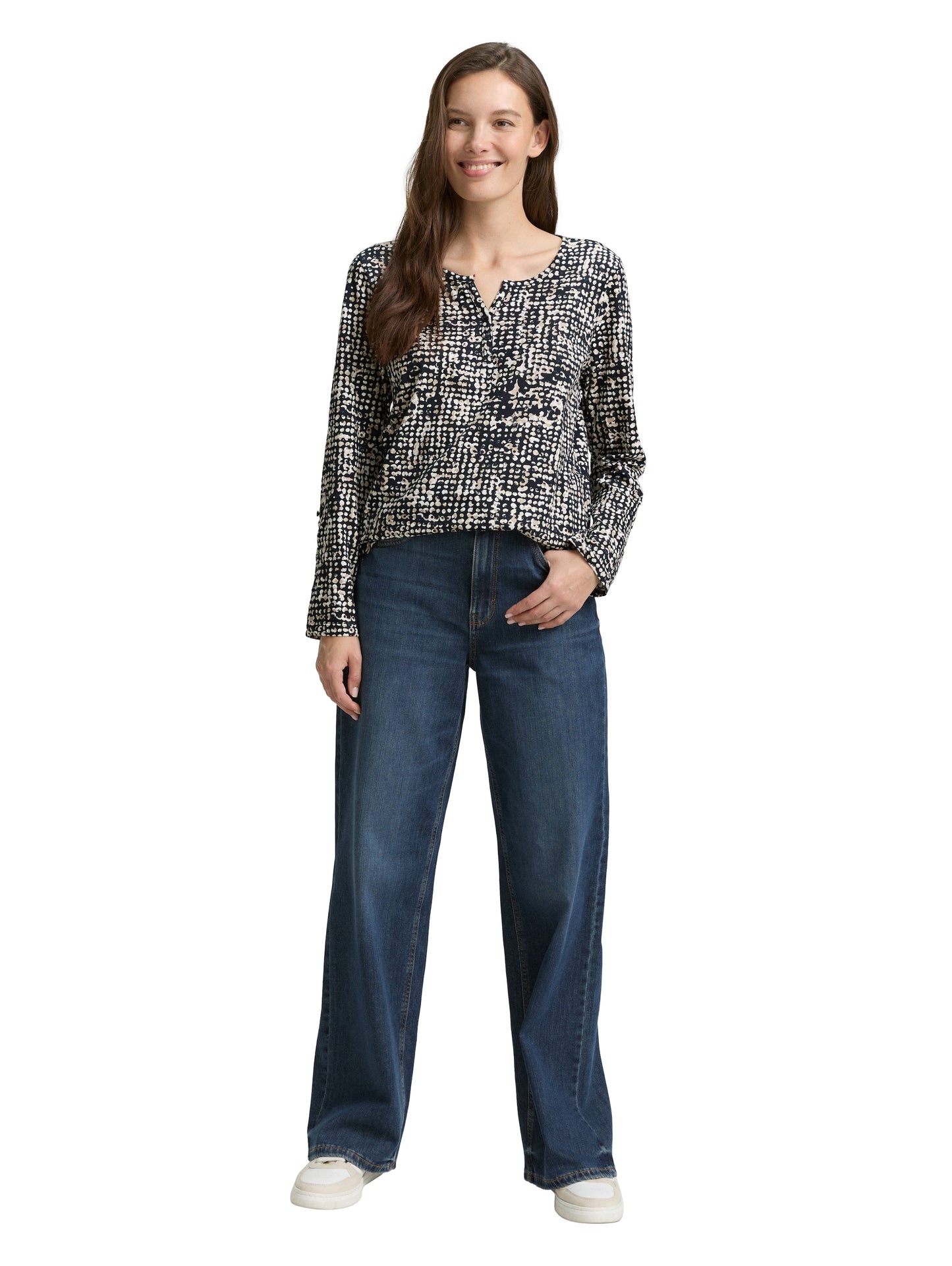 Henley Blusenshirt mit Muster