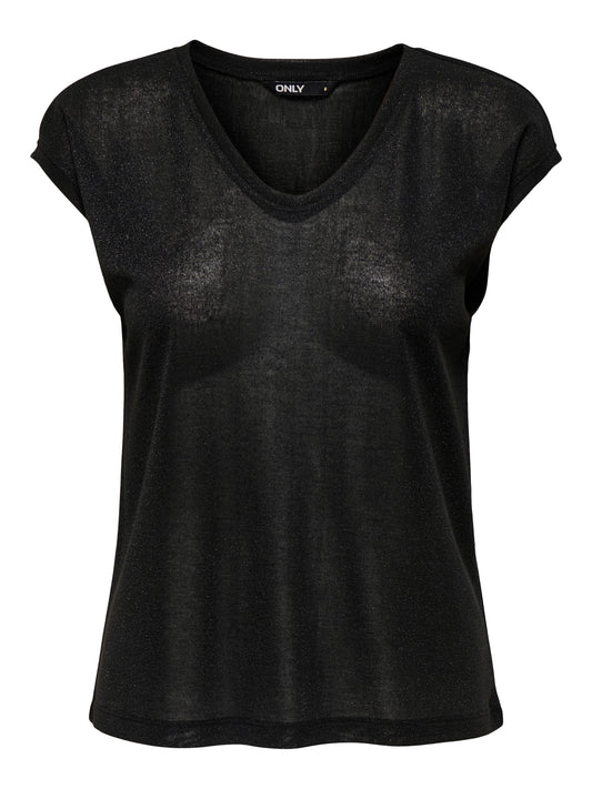 ONLSILVERY S/S V NECK LUREX TOP JRS NOOS