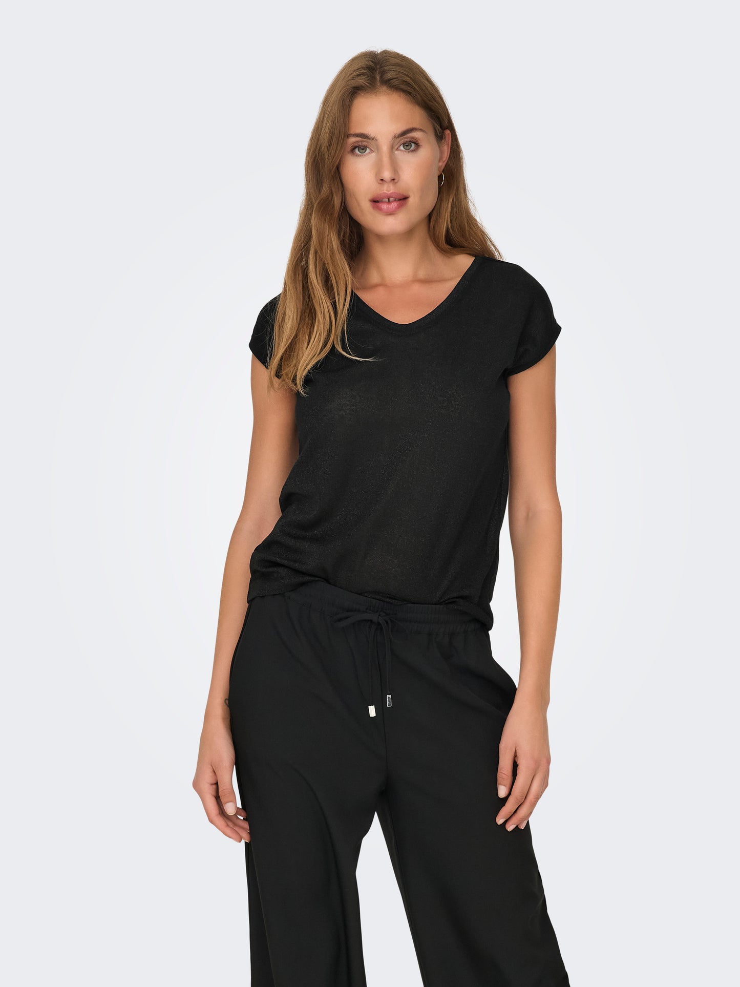 ONLSILVERY S/S V NECK LUREX TOP JRS NOOS