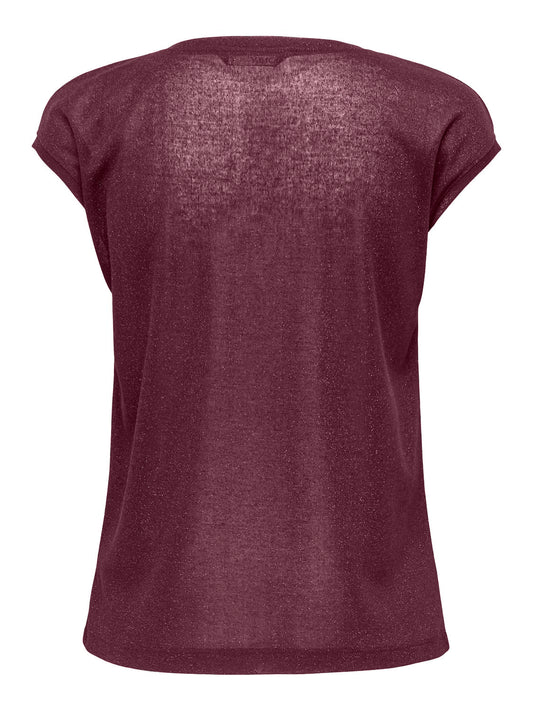ONLSILVERY S/S V NECK LUREX TOP JRS NOOS