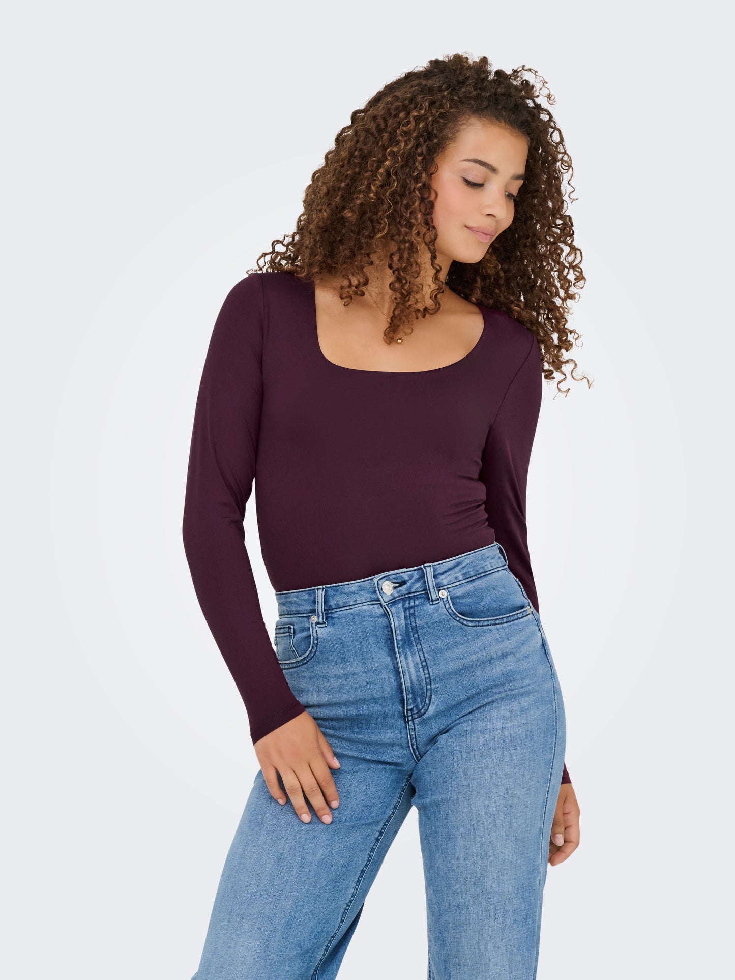 ONLEA L/S 2-WAY DEEP NECK TOP JRS NOOS