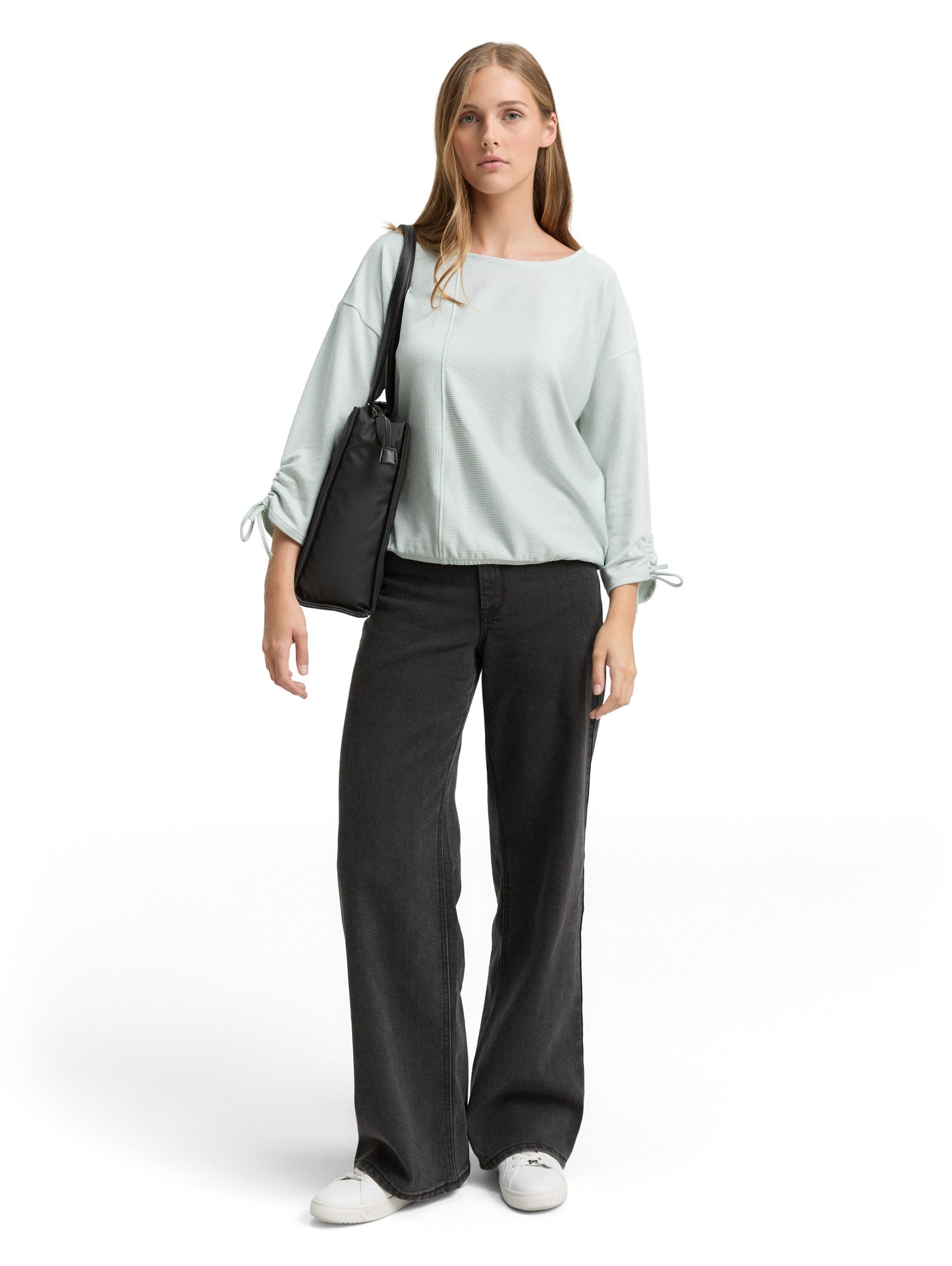 Loose Fit Langarmshirt mit Raffärmeln