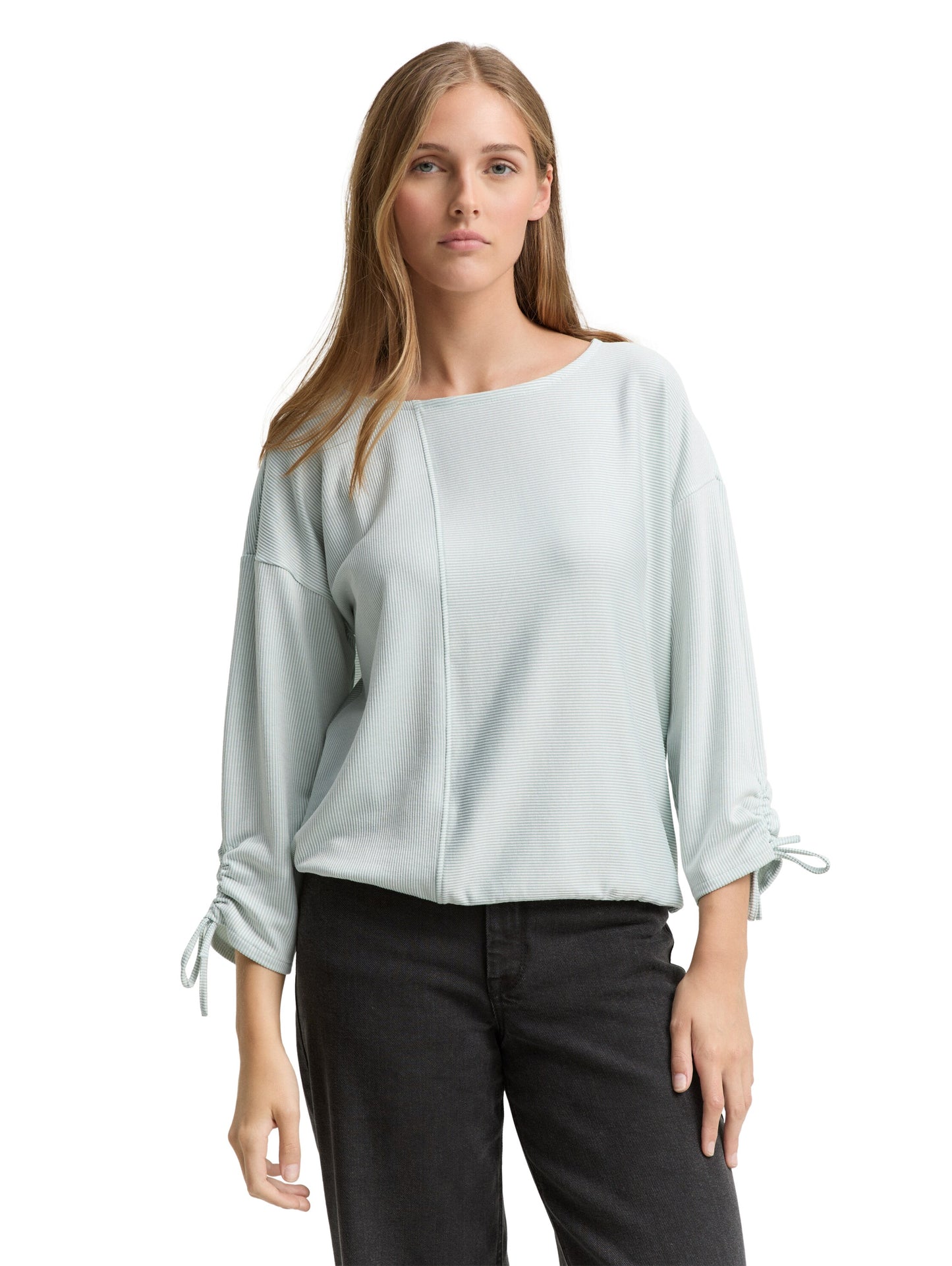 Loose Fit Langarmshirt mit Raffärmeln