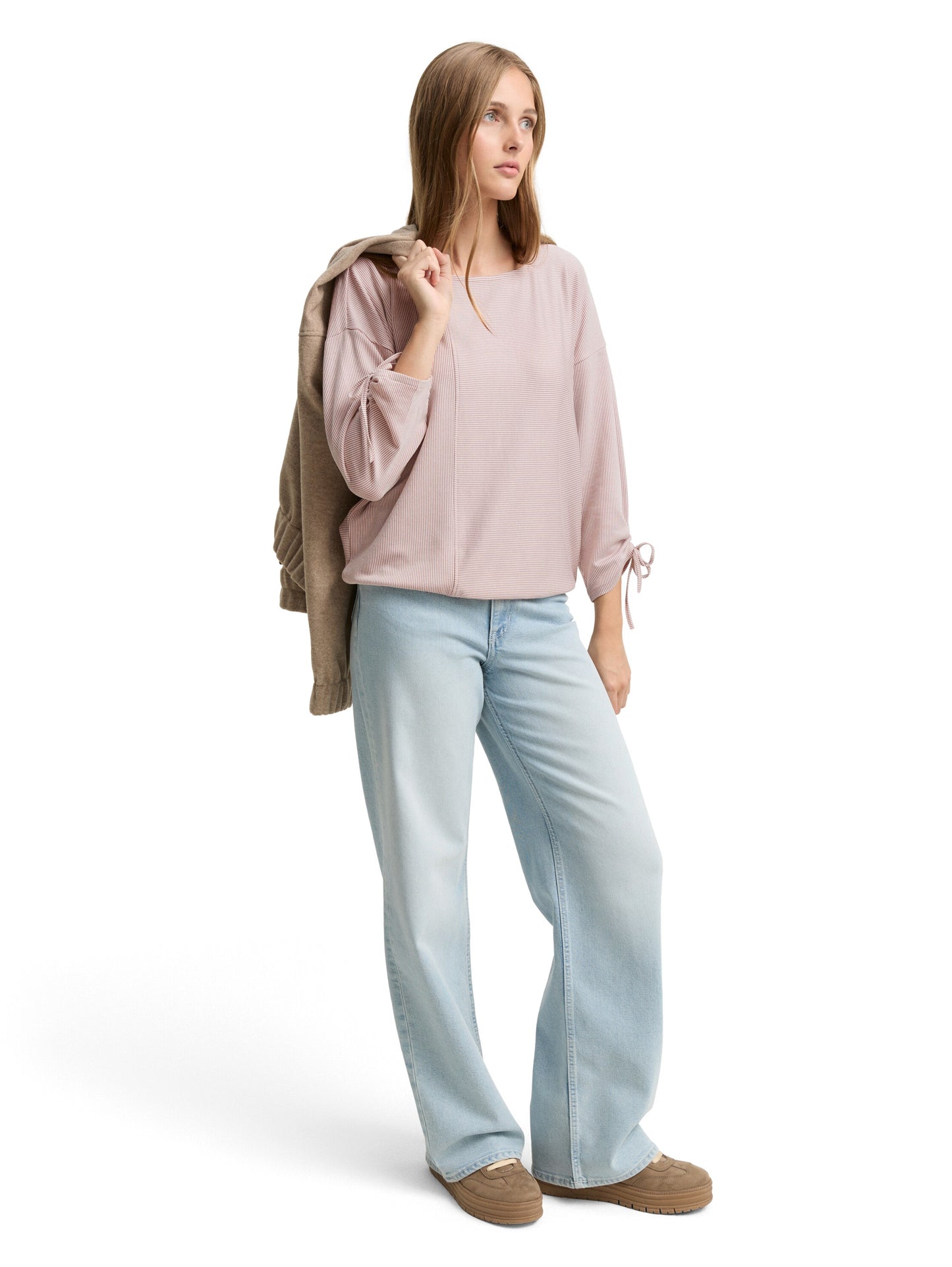 Loose Fit Langarmshirt mit Raffärmeln