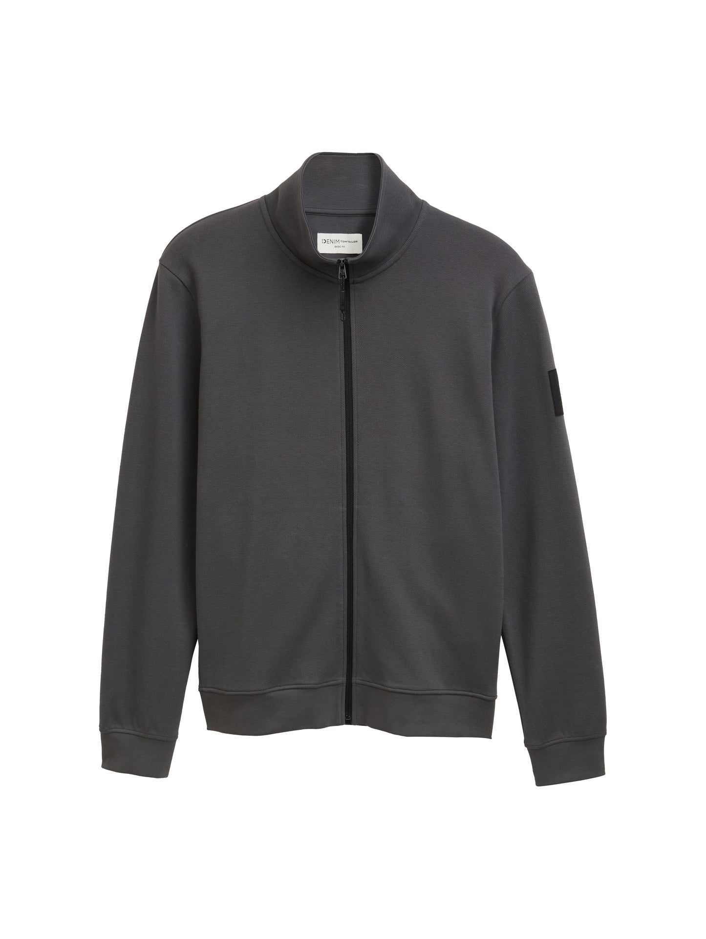 Piqué Sweatjacke mit Stehkragen