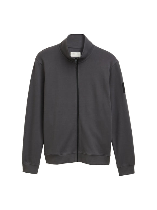Piqué Sweatjacke mit Stehkragen