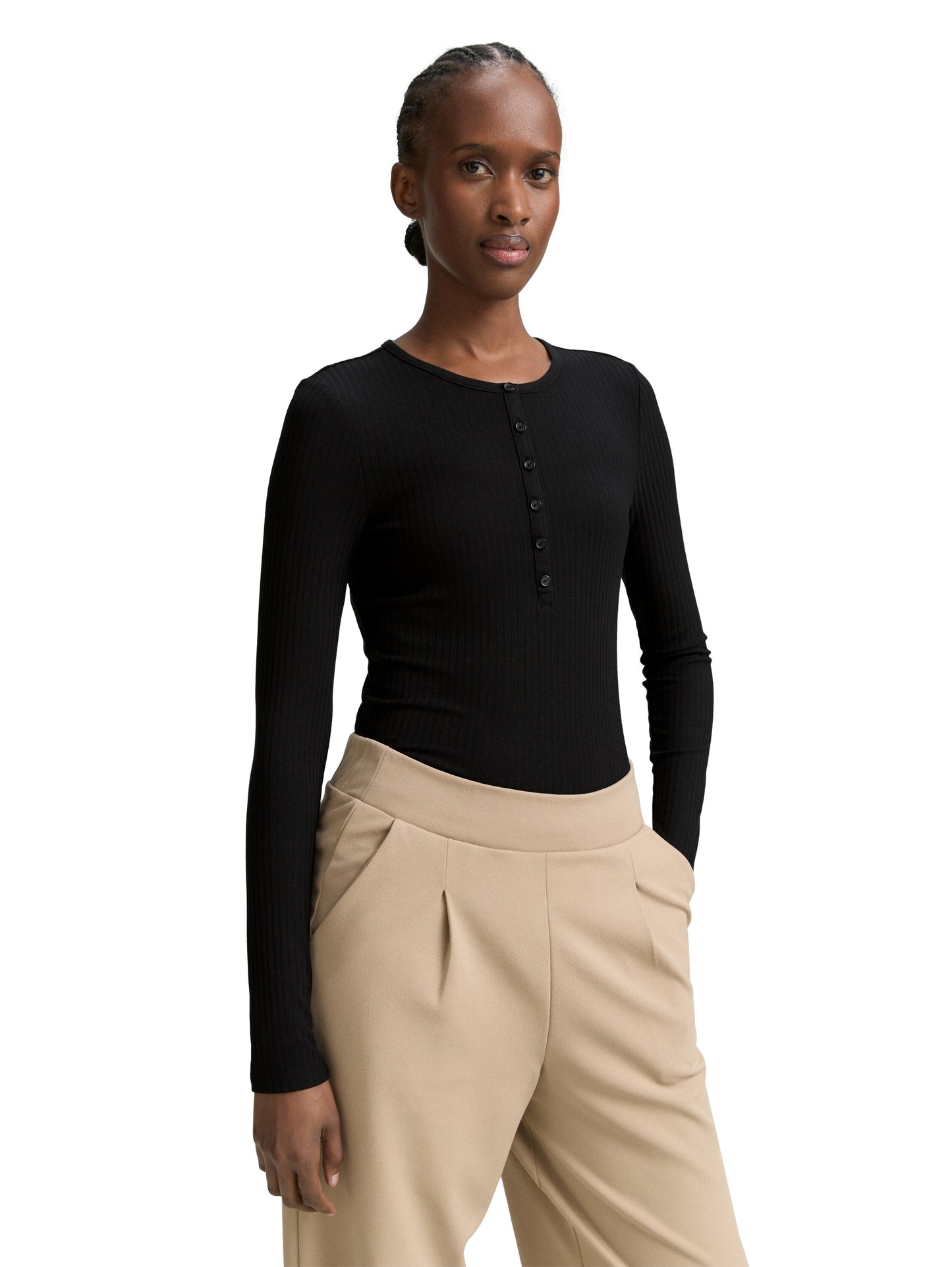 Ripp Henley Langarmshirt