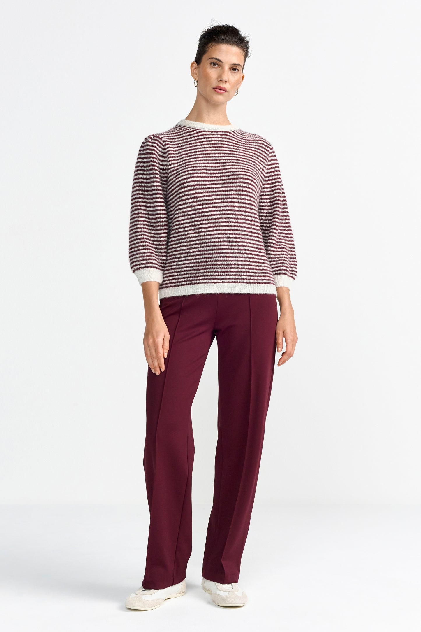 Striped Crew Puff Sleeves