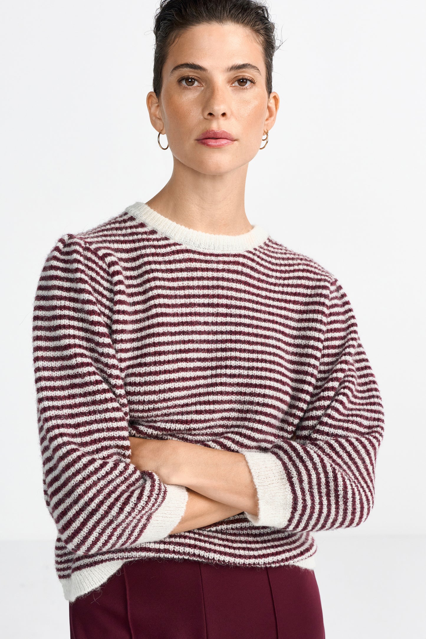 Striped Crew Puff Sleeves