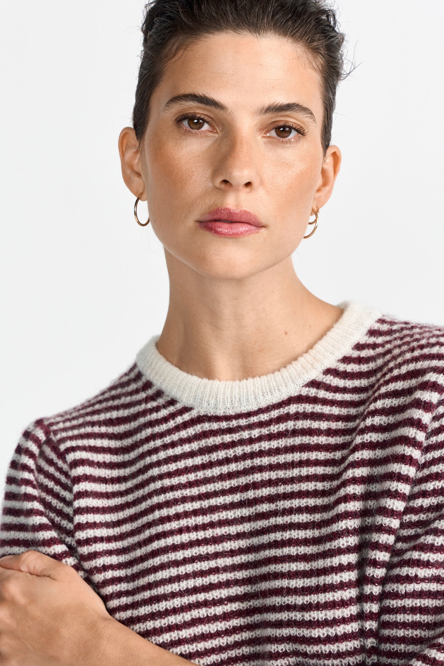 Striped Crew Puff Sleeves