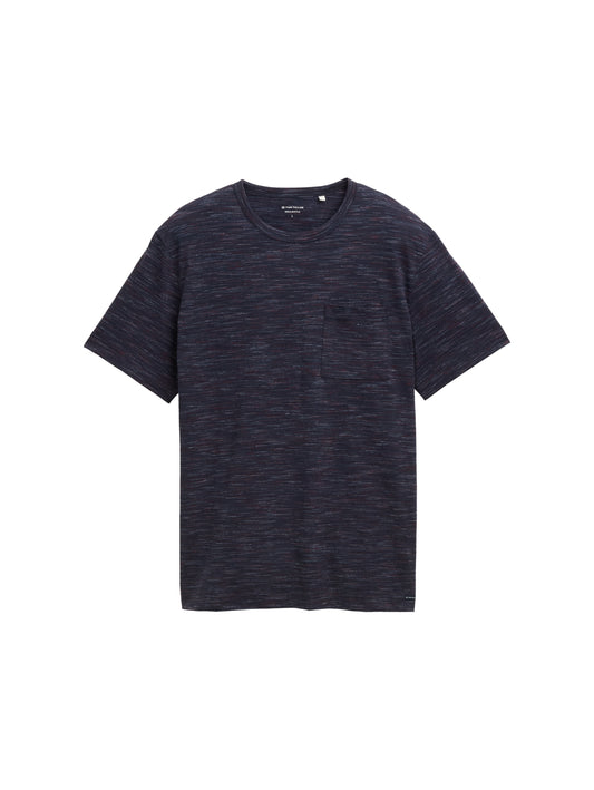 T-Shirt in Melange-Optik mit Brusttasche
