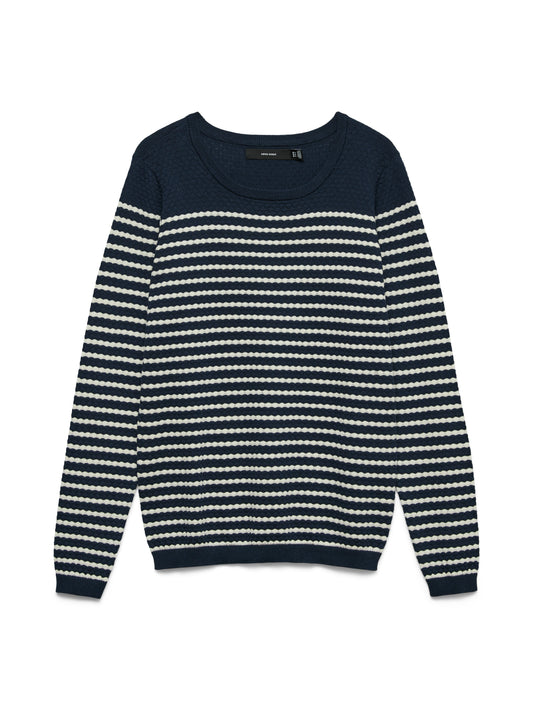 VMCARE STRUCTURE LS O-NECK BLOU NOOS