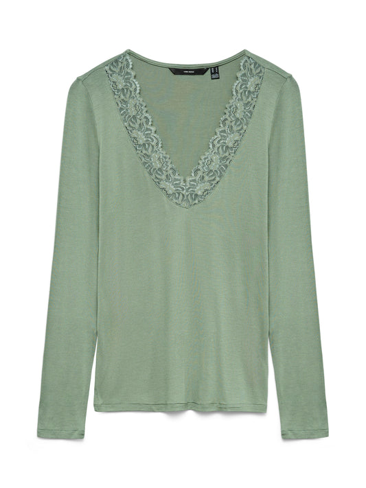 VMROSA LS V-NECK LACE TOP GA JRS NOOS
