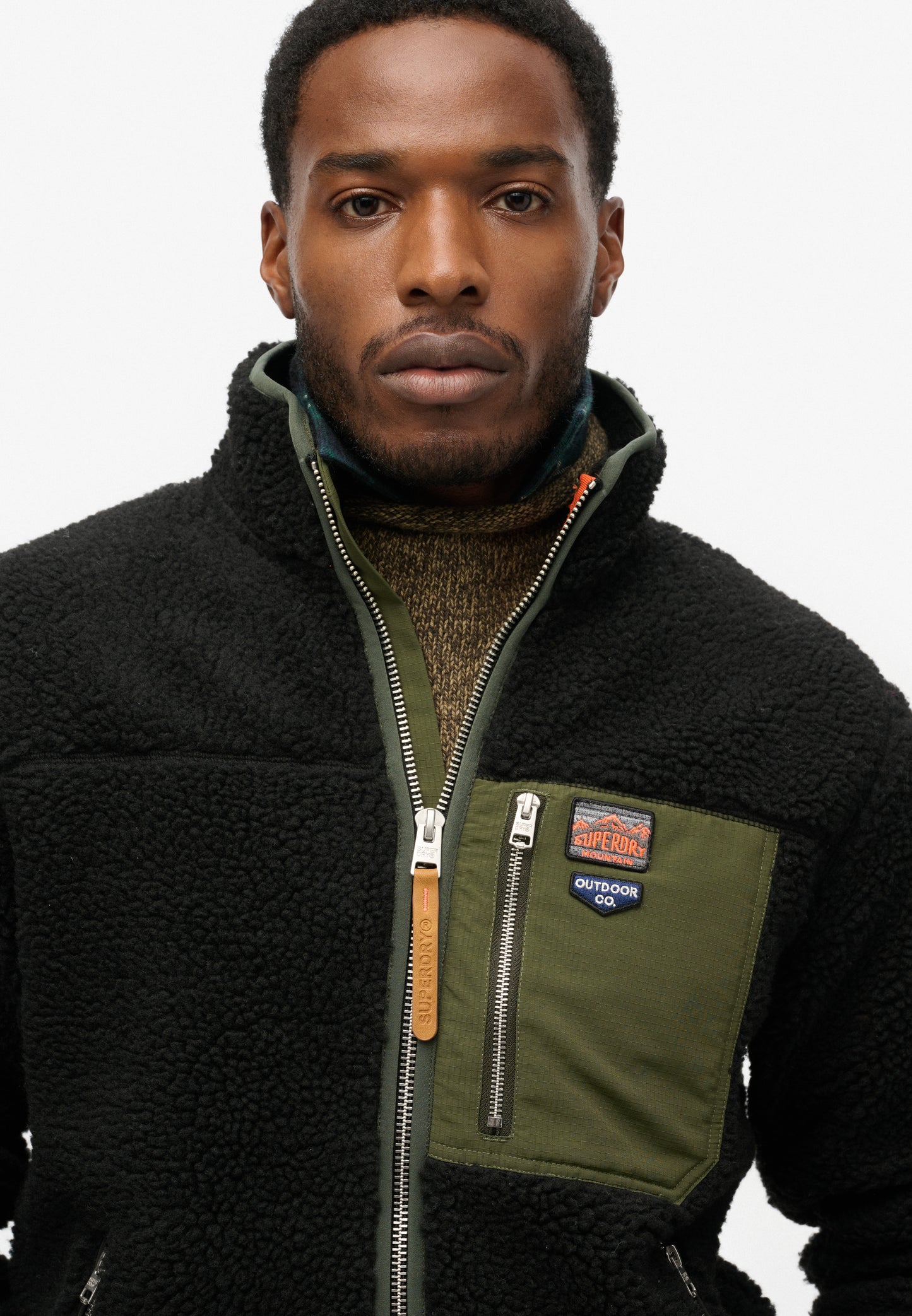 Vintage Retro Fleecejacke mit durchgehendem Reißverschluss