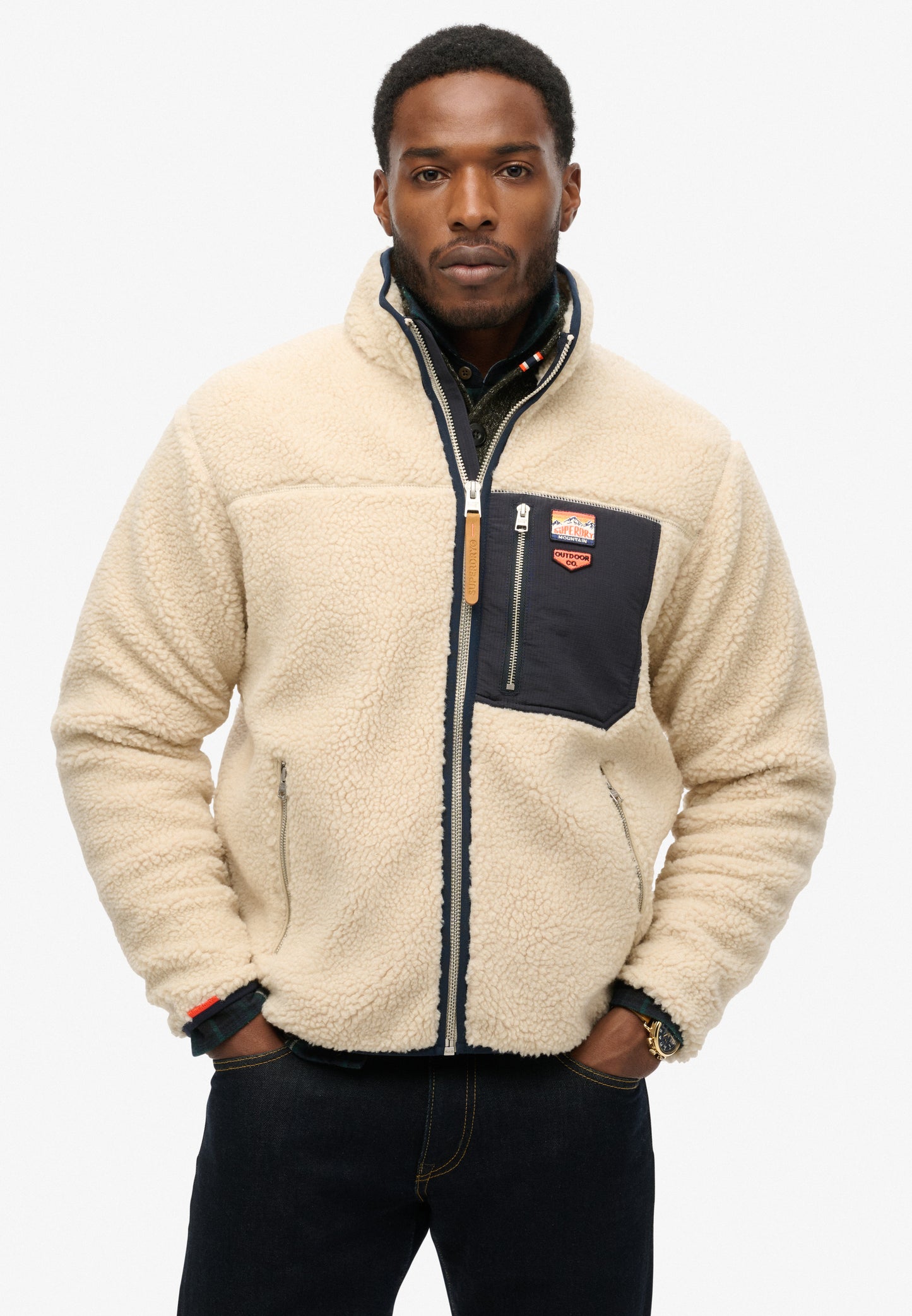 Vintage Retro Fleecejacke mit durchgehendem Reißverschluss
