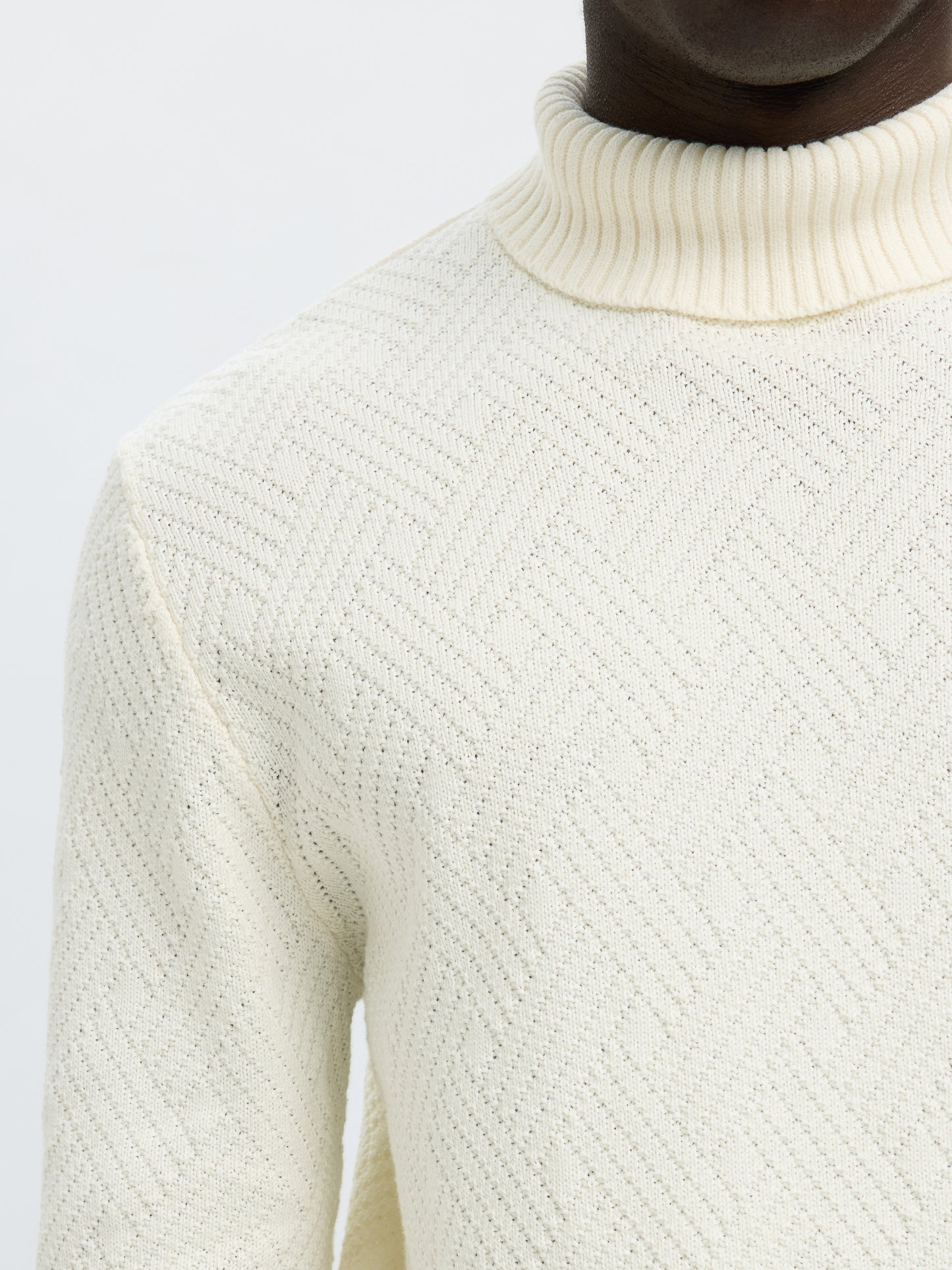 SLHTREVOR LS KNIT STRUCTURE ROLL NECK