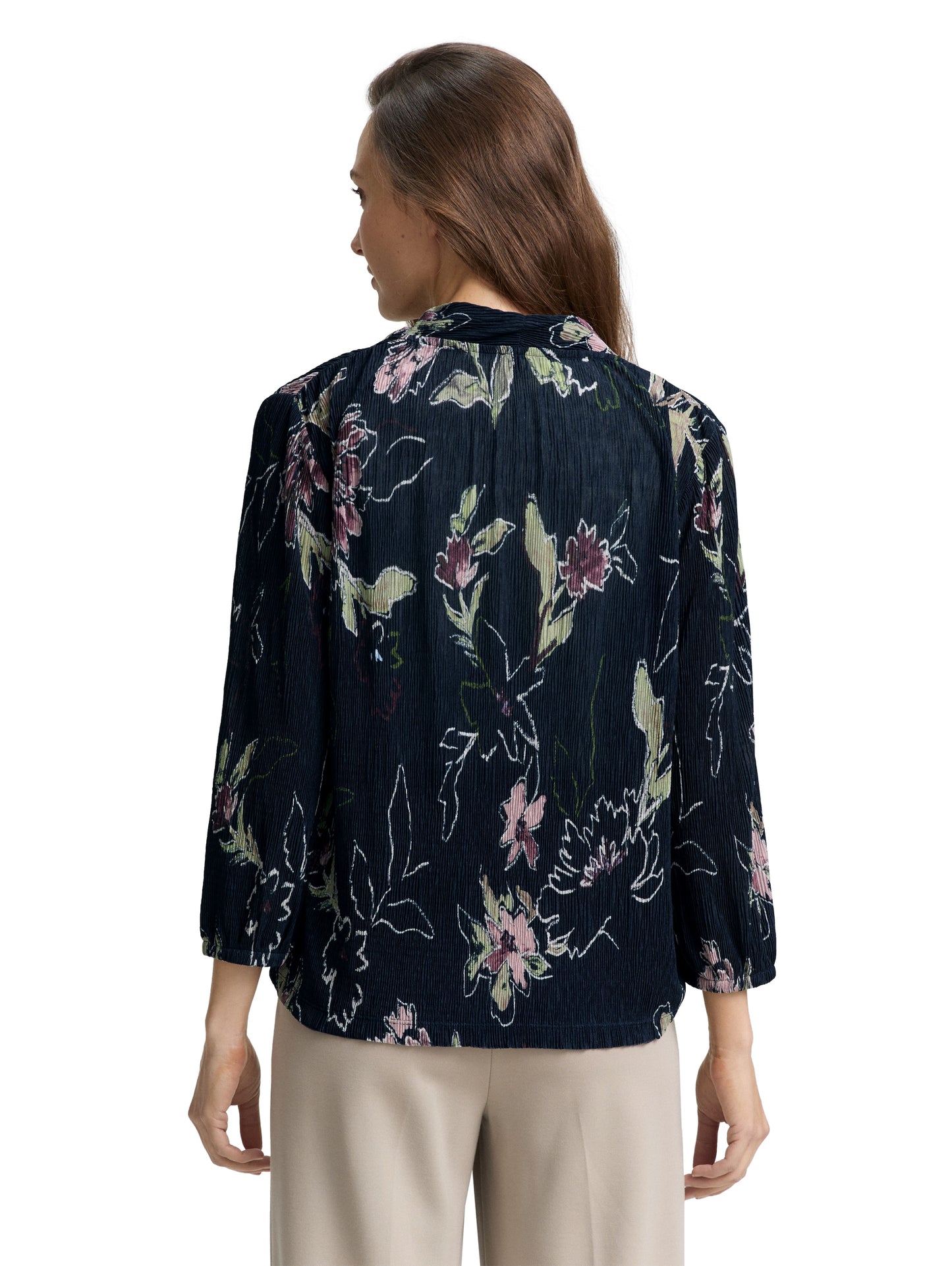 Crinkle Blusenshirt mit Blumenmuster