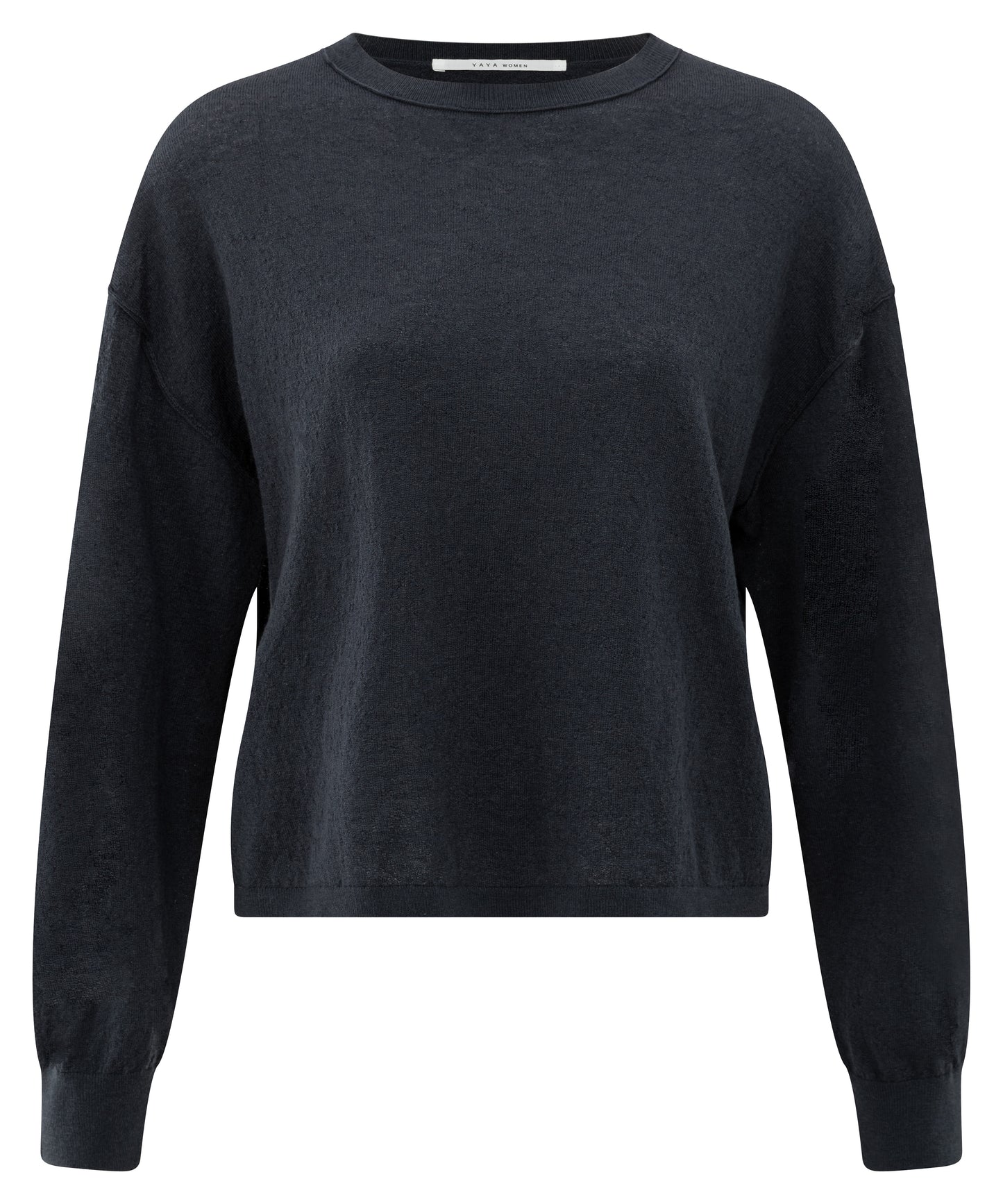 Textured round neck sweater ls, INKWELL BLUE